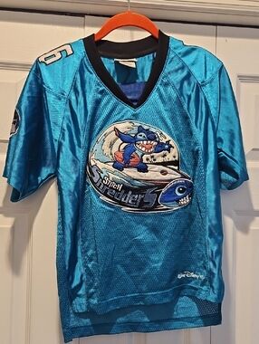 Kids Disney World Teal Stitch Football Jersey